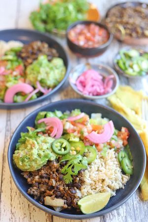 A local fave, our Vegan Burrito Bowl that is filled with fresh and nutritious ingredients at Doggone Vegan in Huntsville