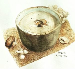 Creamy mushroom soup- made with fresh mushrooms and vegan cream cheese along with fresh herbs for flavor- Customers’ favorite at Doggone Vegan in Huntsville