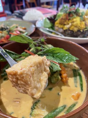 Vegan red curry tofu  at Thai Riffic in Newtown