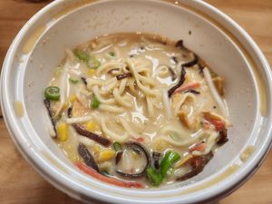Vegan ramen with cashew broth and veggies at Kato Ramen in Toledo