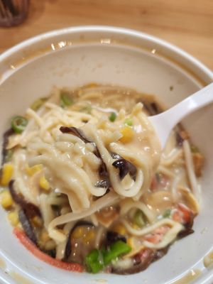Vegan ramen with cashew broth and veggies at Kato Ramen in Toledo