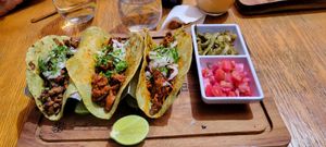 Trilogia Tacos (2 Choriseta & 1 Suadero) at Vanggie in Queretaro