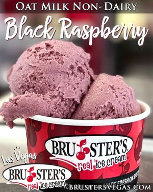 Our fresh-made Black Raspberry ice cream made sweet & tart with creamy Oat Milk for an unbeatable Vegan treat. at Bruster's Real Ice Cream in Las Vegas