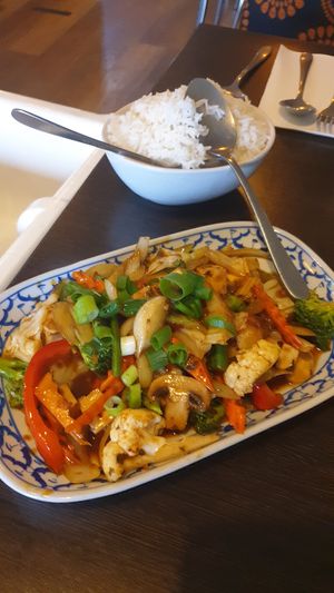 Tofu veg chilli tofu stir-fry at My Thai Restaurant in Gisborne