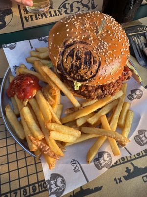 Vegan Burger and fries  at 18B in Iseo