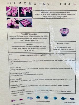 Menu at Lemon Grass Thai Restaurant in Billings