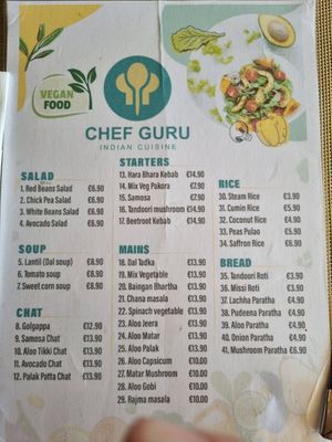 Vegan Menue at Chef Guru - Indian Cuisine  in Funchal