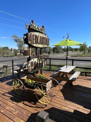 Outdoor seating at Escalante Mercantile and Natural Grocery in Escalante