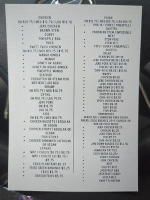 The menu is also available online! at Island Vybz Cuisine in Phillipsburg