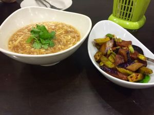 veggie fin soup and petai at Zen Xin Vegetarian in Penang