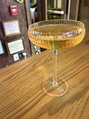 Prosecco rosé (love the glassware)  at Poco Fiasco  in Dallas