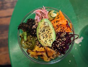 Miso Barley Bowl with avocado substitute at The Birds & The Beets in Vancouver