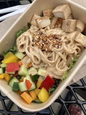 Rainbow salad with peanut sauce and baked tofu  at Rabbit Food in Painesville