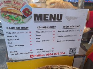 Menu at Banh Mi Chay Khoi - Food Stall in Ho Chi Minh City