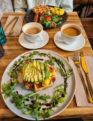 Vegan breakfast and Avocado toast/croffle at Craffles in Vancouver