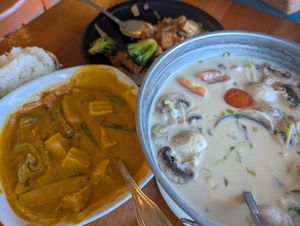 Red curry, Tom Kha Soup, Pad See Ew (All vegan) at Tamarind Thai Cuisine in Camarillo