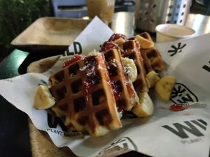 Protein waffle with strawberry sauce at WILD in Metro Manila