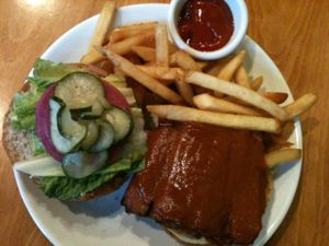 Buffalo Tempeh (On Bun) By Sweetgrass Grill, Tarrytown, NY - Photo By ecoRDN ecoRDN.com at Sweet Grass Grill in Tarrytown