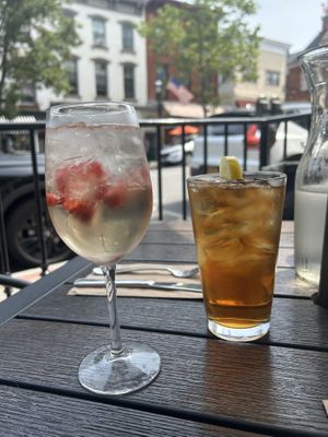 Sangria and iced teaa  at Sweet Grass Grill in Tarrytown
