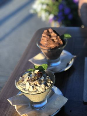 Amazing vegan desert of chia pudding and dark chocolate mousse  at Sweet Grass Grill in Tarrytown