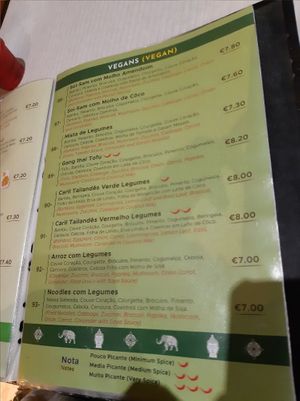 Vegan menu at Quick Asia in Lisbon