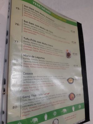 Vegetarian menu (page 1) at Quick Asia in Lisbon