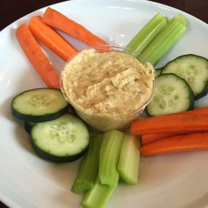 hummus & vegetables at Roots Organic Juice Cafe in Valparaiso