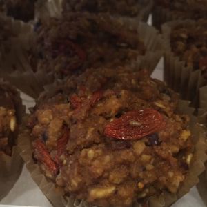 vegan goji oat muffins at Roots Organic Juice Cafe in Valparaiso