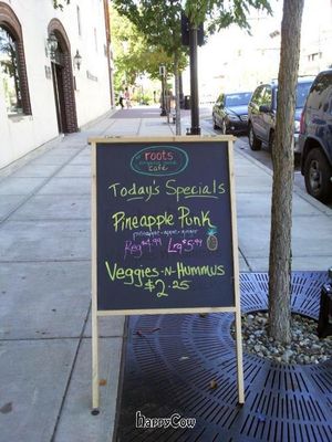 daily specials at Roots Organic Juice Cafe in Valparaiso