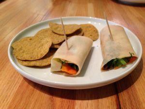 veggie wrap at Roots Organic Juice Cafe in Valparaiso