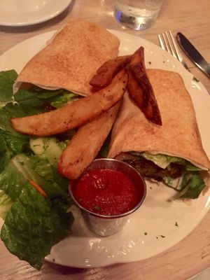 Falafel Deluxe Wrap  at Meditrina Market Cafe in Valparaiso