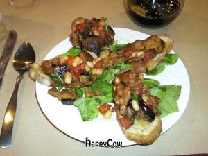 eggplant crostini (no feta) at Meditrina Market Cafe in Valparaiso