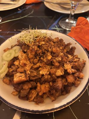 Migas con “panceta” y uvas  at Utopía in A Coruna