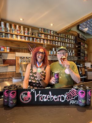 Gold medal vegan 🌱 beers! This is the head brewer Jon Bowman and the assistant brewer Lisa Sachs.   at Barrel Oak Winery and Brewery  in Delaplane