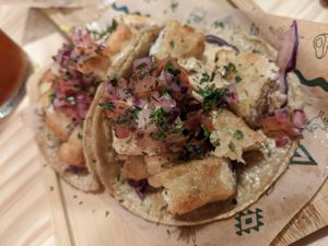 Tofu-fish tacos at Gallo Santo in Barcelona