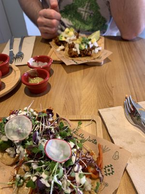 Tacos carrot and pastor  at Gallo Santo in Barcelona