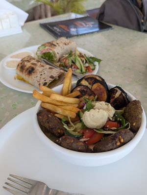 Falafel bowl and falafel wrap at Bunty's Kitchen  in Pushkar