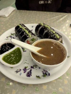 Veg & tofu sushi with miso soup at Bunty's Kitchen  in Pushkar