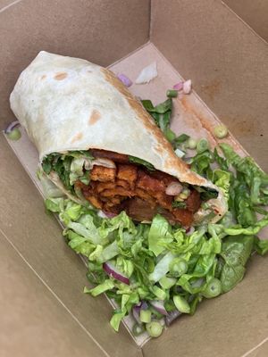 Lovely jackfruit and sweet potato wrap - half eaten!  at EastCoast5 in Walton-on-the-naze