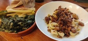 Tortellini with seitan and seasonal veggies at ZEM Bistro in Bologna