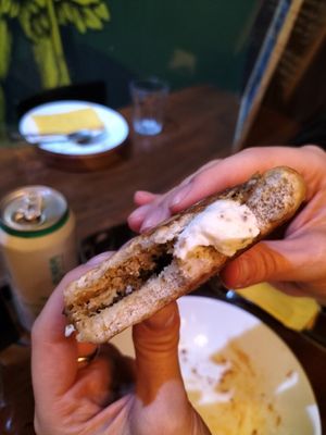 Tigella with chickpea roast at ZEM Bistro in Bologna