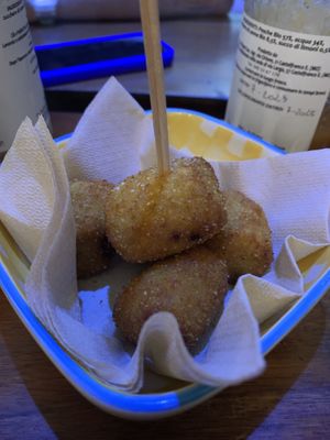 Chickpea nuggets (very stodgy and like fake meat)  at ZEM Bistro in Bologna