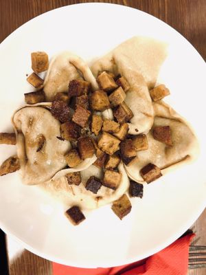 Tortelloni vecchia modena con seitan   at ZEM Bistro in Bologna