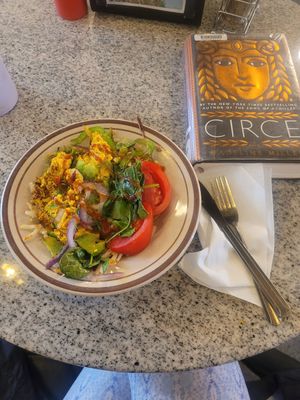 Vegan breakfast bowl and on-theme reading #Veganuary at Kafenio Avondale in Decatur