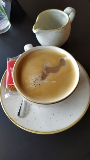 Coffee & oat milk at Life Deli in Frankfurt