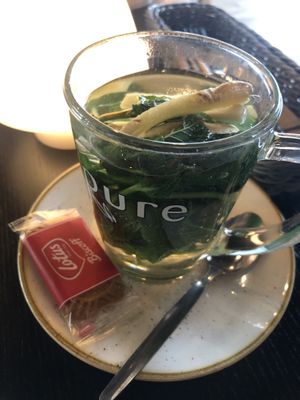Ginger mint tea   at Life Deli in Frankfurt