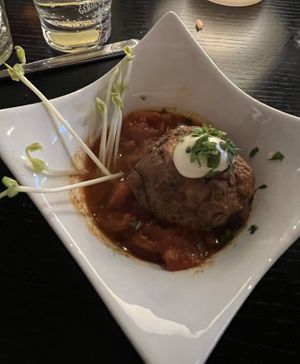 Nussbällchen in Matbucha Soße  at Life Deli in Frankfurt