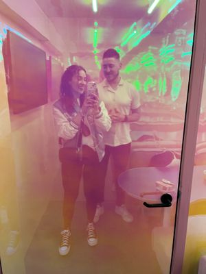 Every wall is a photo mirror hahahaha  at Taste Like Chicken TLC in Amsterdam