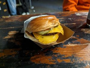 Vegan smash double cheeseburger at goldies Smash Burger in Berlin