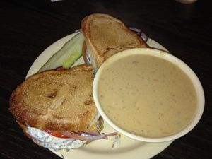 buffalo sub and beer cheese soup  at Gutenfleischers in Atlanta